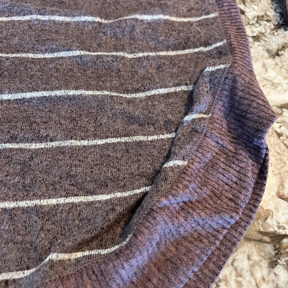 XS Mew Maurices Haven Cozy Knit Purple Striped Crew Neck Sweatshirt Lightweight - Picture 11 of 12